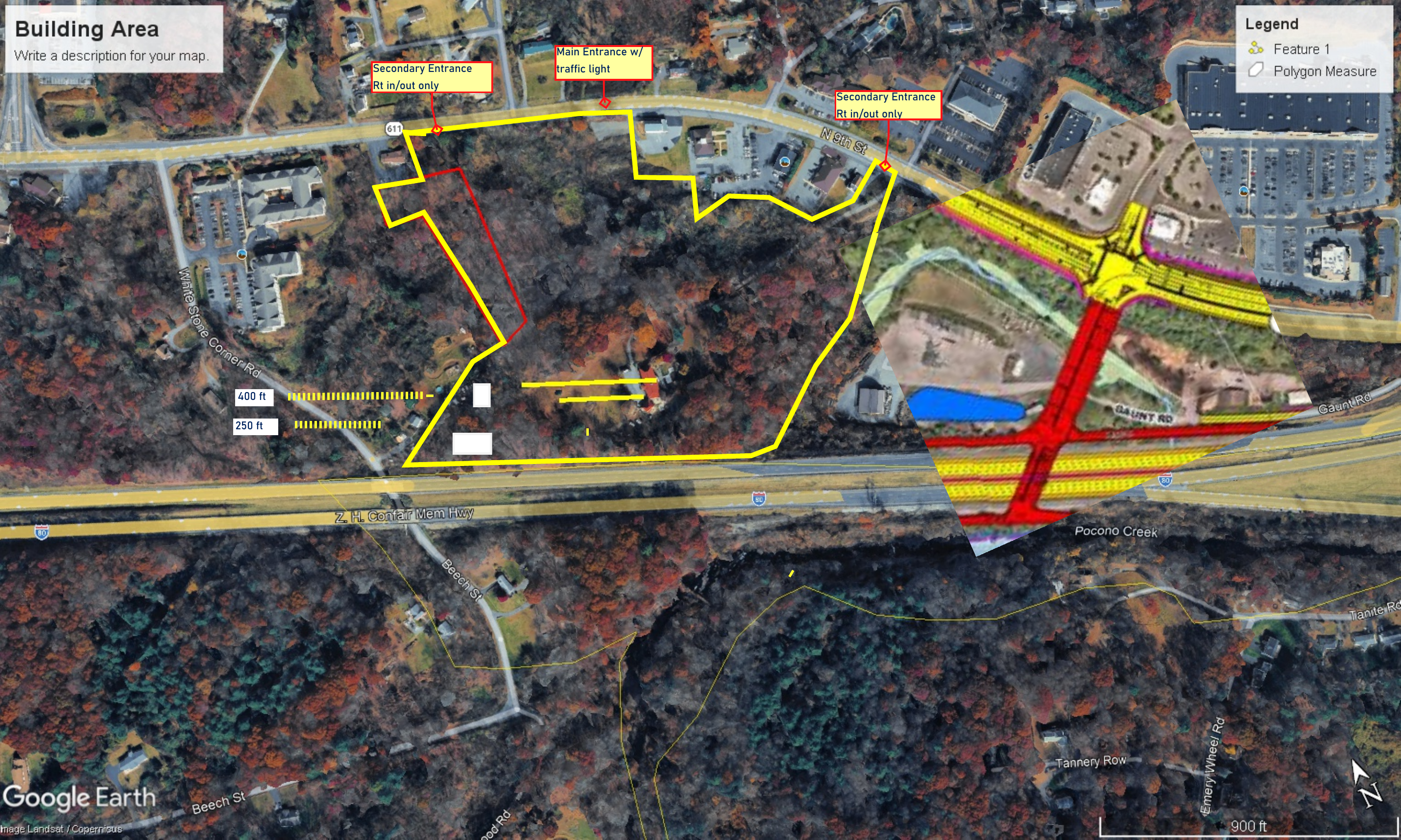 Yellow-outline potential assemblage and diligence study-area exhibit, visually distinct from the current controlled assemblage